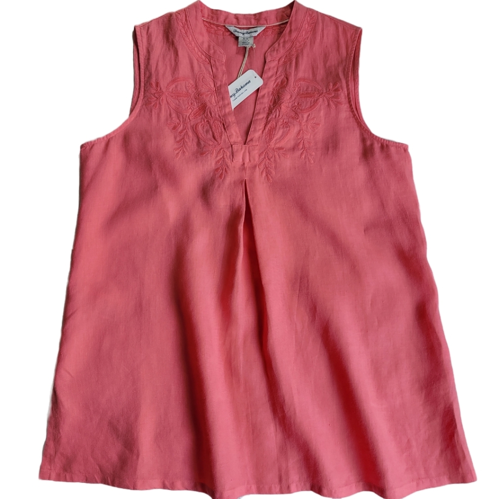 🌟 NWT TOMMY BAHAMA Embroidered Tunic Women's Size S/P Top Tutti Frutti Peach 🍑
